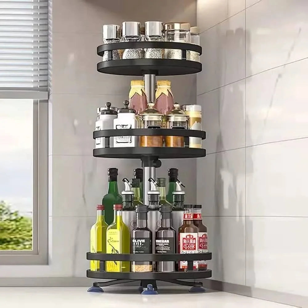 360° Rotating Kitchen Rack & Bottles & Pantry Organization