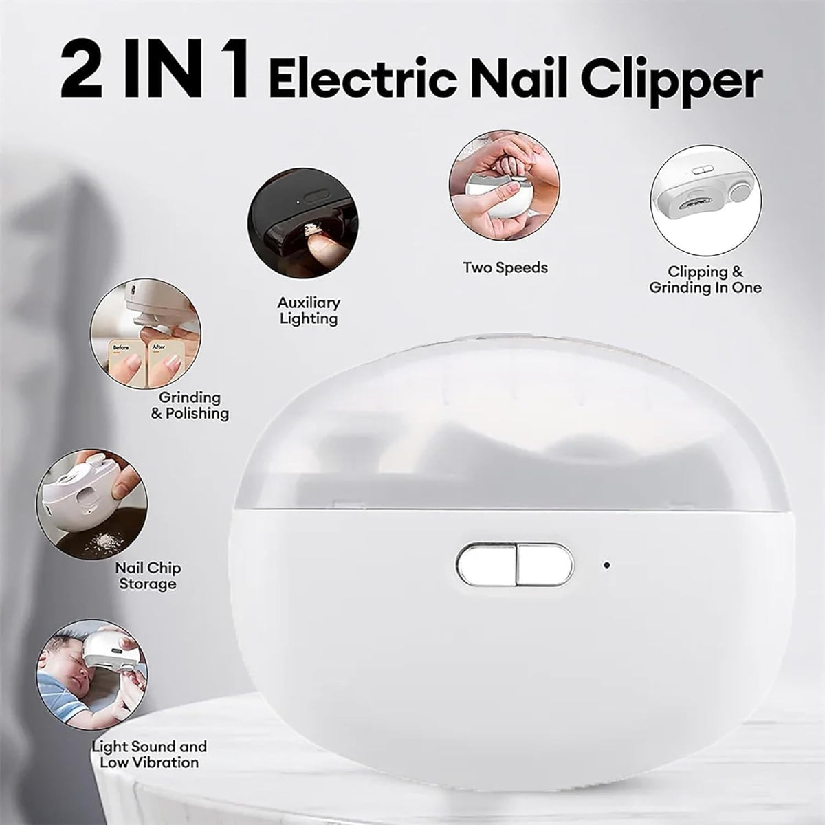 2-in-1 Electric Nail Clipper & Baby Nail Trimmer