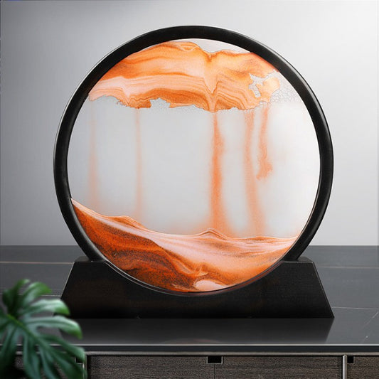 BLACK MIRROR Dynamic Sand Art Display, Round Glass Frame with Moving Quicksand, Desktop Decor for Home and Office