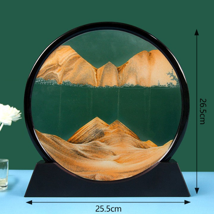 BLACK MIRROR Dynamic Sand Art Display, Round Glass Frame with Moving Quicksand, Desktop Decor for Home and Office
