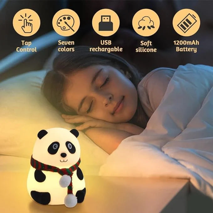 Cute Panda Night Lamp – 7 Color Touch Control
