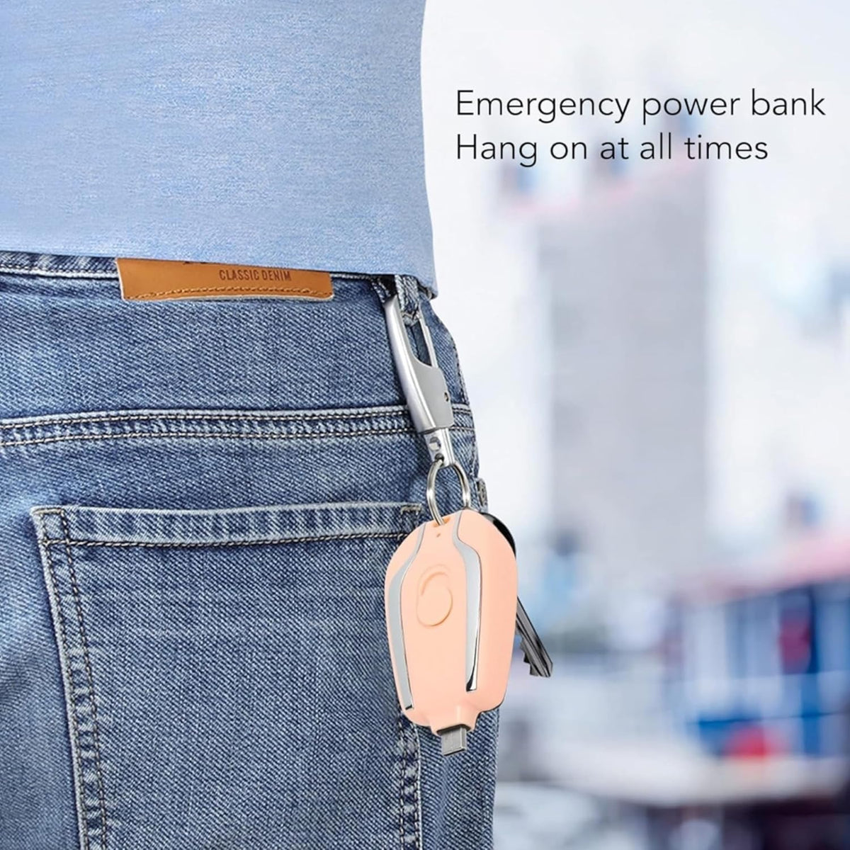 Mini Emergency Rechargeable Keychain Power Bank (1500 mAh)