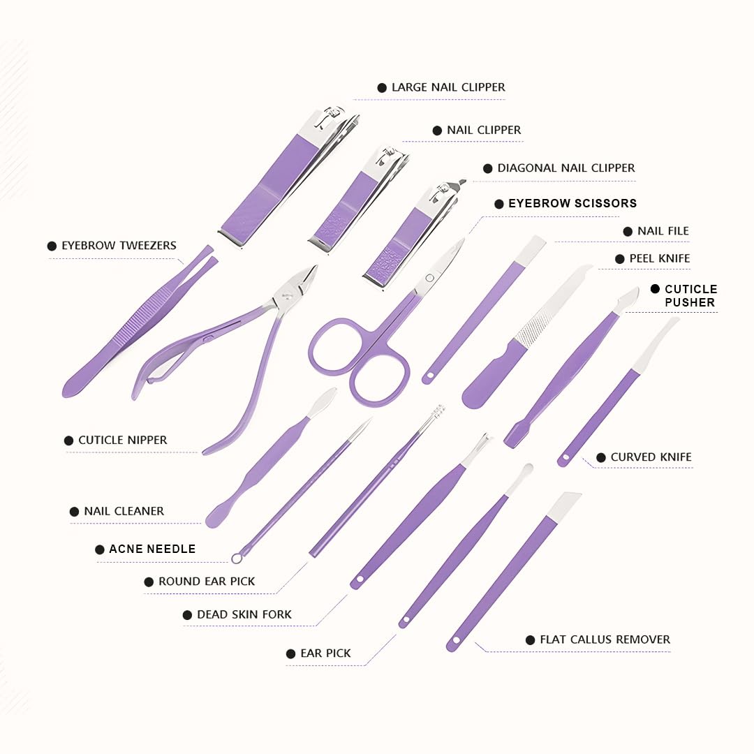 Premium 16-in-1 Manicure Pedicure Set Nail Care Grooming Kit