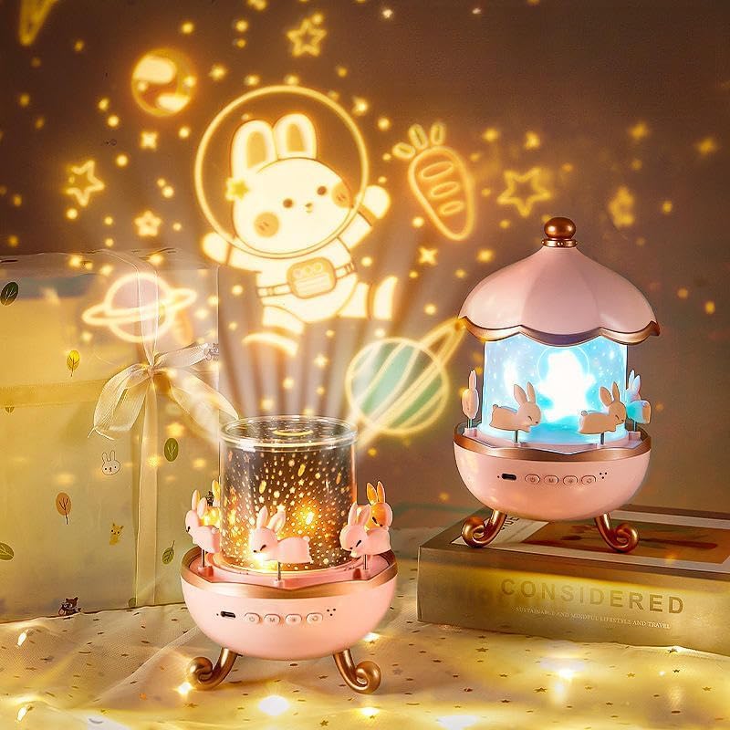 Rabbit Night Light Projector 360° Rotatable LED Night Lamp