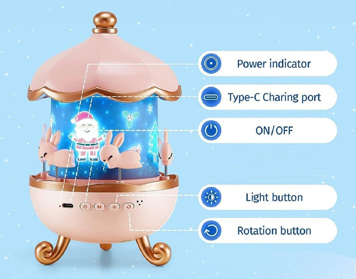 Rabbit Night Light Projector 360° Rotatable LED Night Lamp