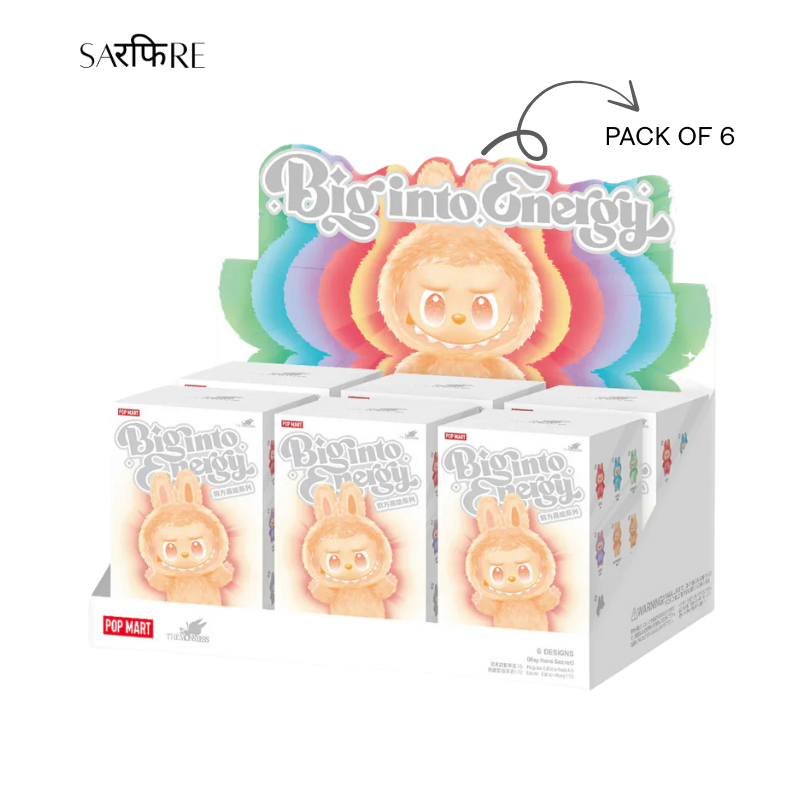 LABUBU Plush Pack of 6 – Pop Mart Big Into Energy Collection | Love, Happiness, Loyalty, Serenity, Hope & Luck
